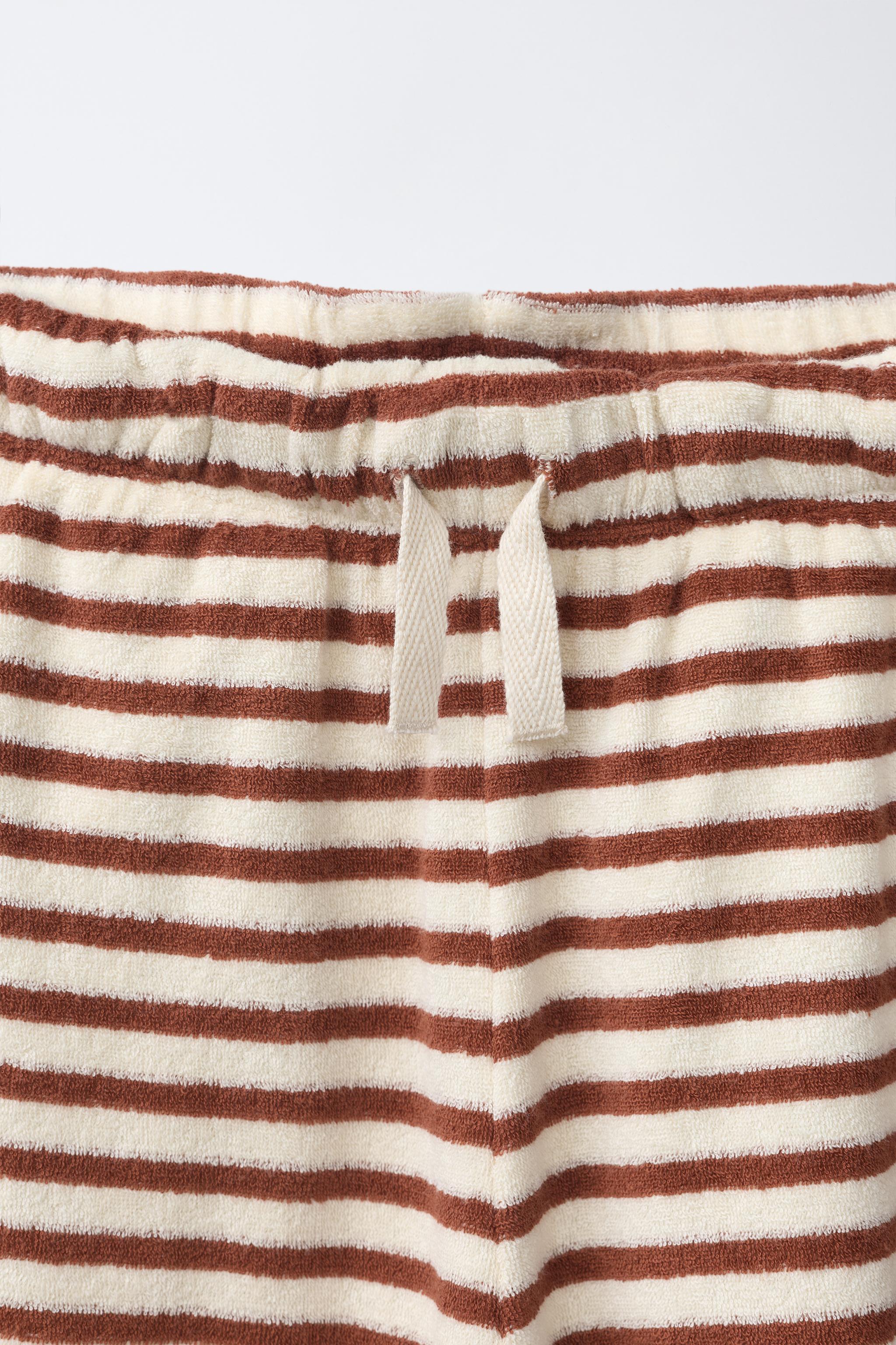 TOWEL EFFECT STRIPED T-SHIRT AND BERMUDA SET